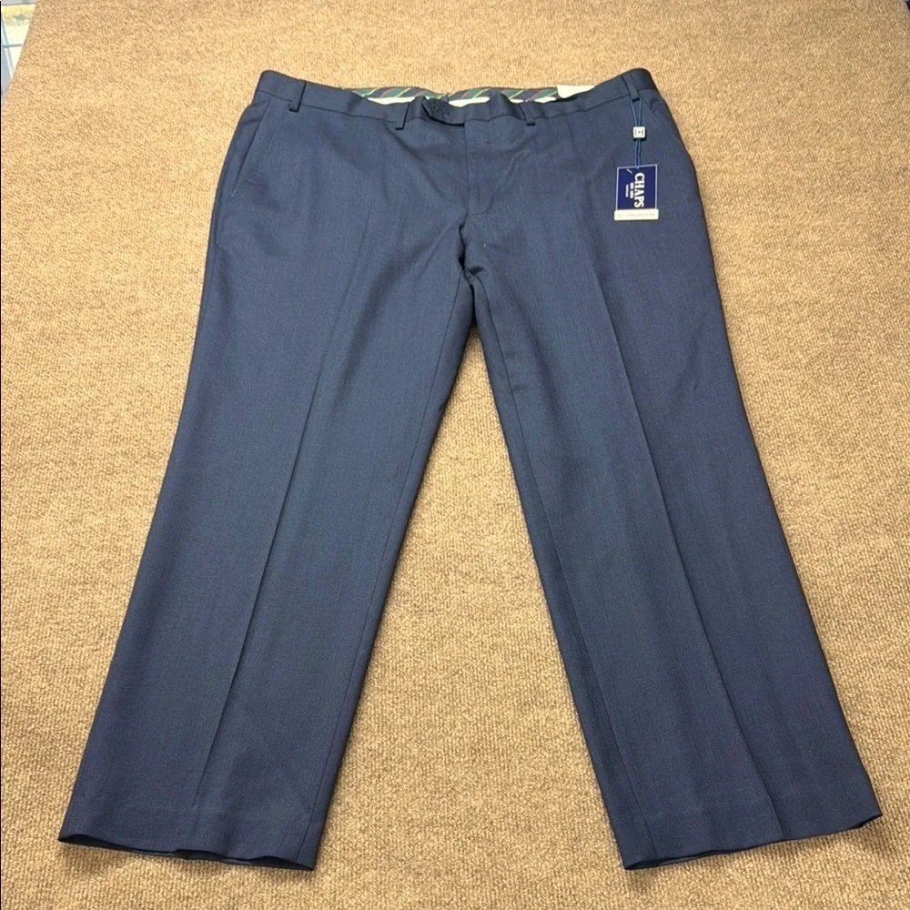 Chaps Men's Navy Blue Dress Pants 42x30 100% Wool Classic Fit Formal Slacks NWT